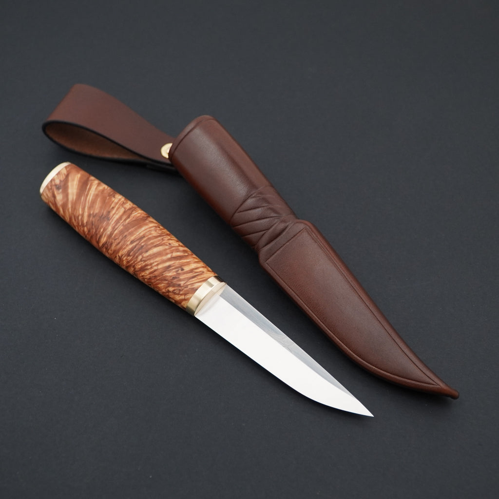 Puukko, Magnacut, stabilized X-cut curly birch