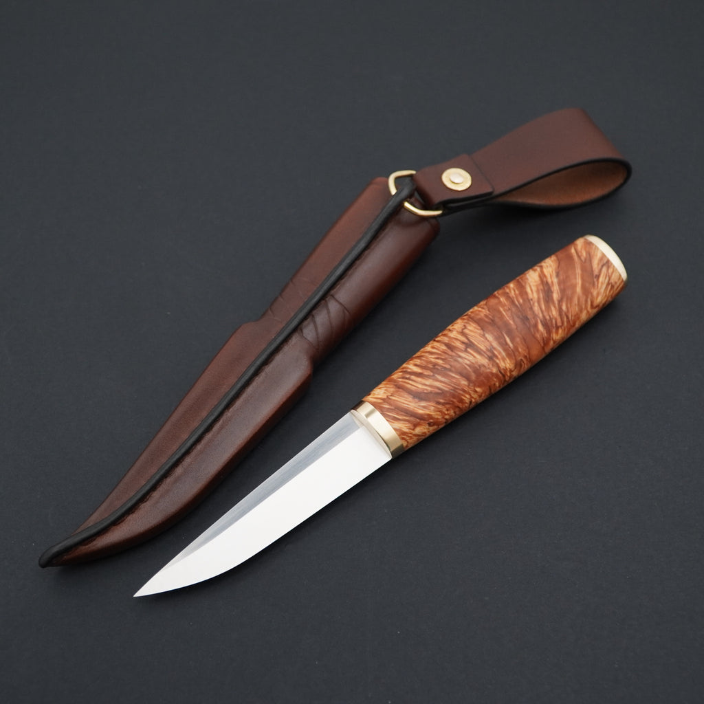 Puukko, Magnacut, stabilized X-cut curly birch