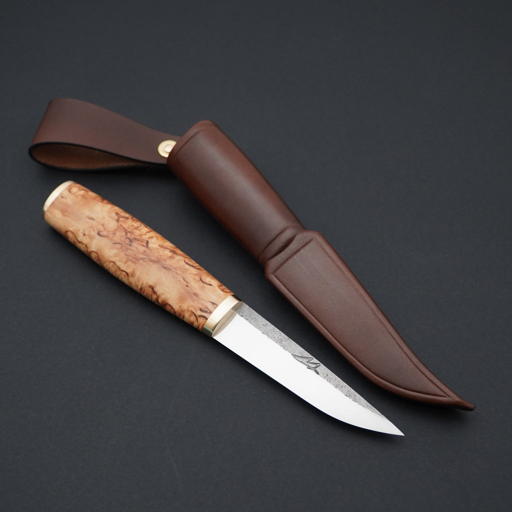 Puukko, stabilized curly birch