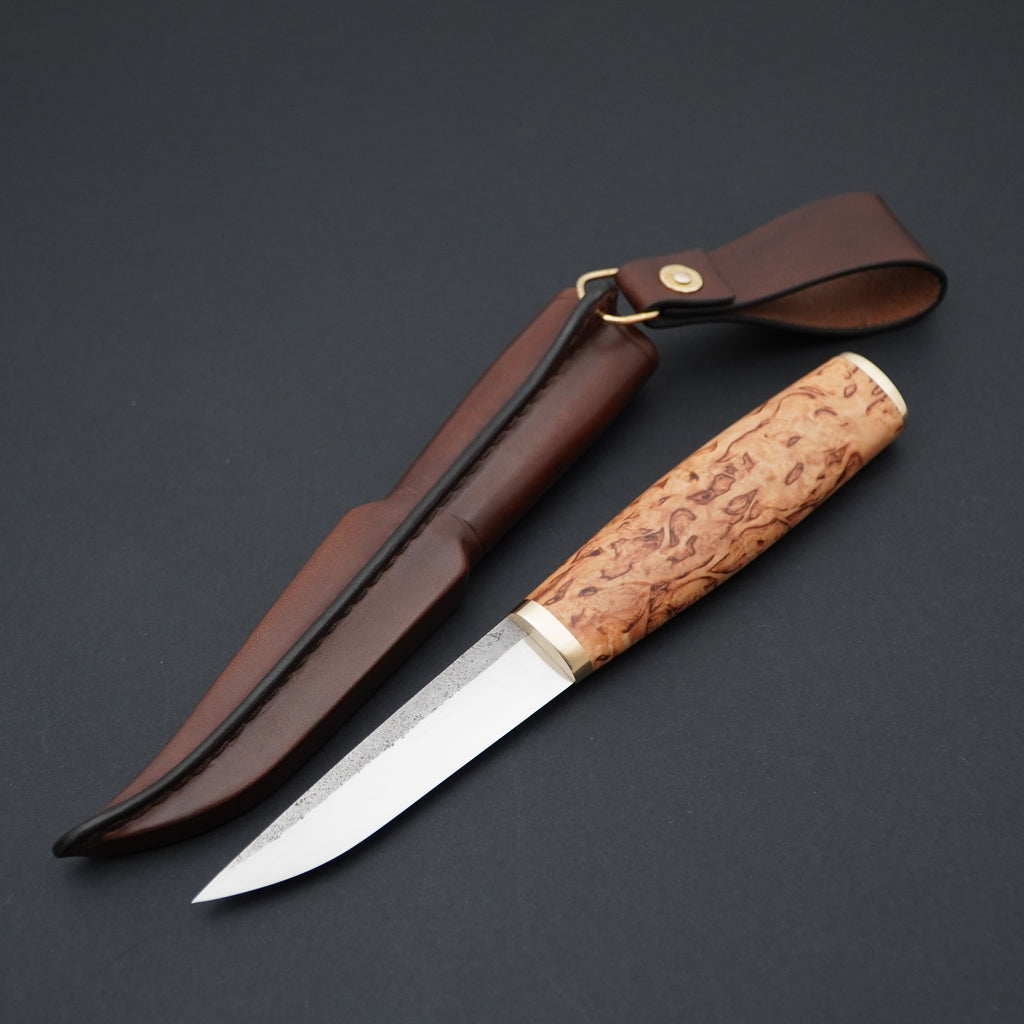 Puukko, stabilized curly birch