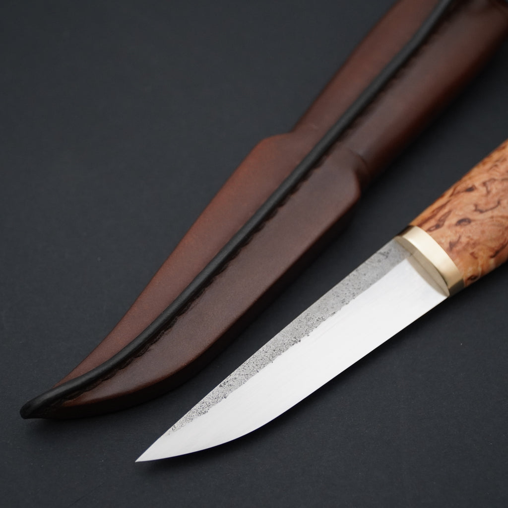 Puukko, stabilized curly birch