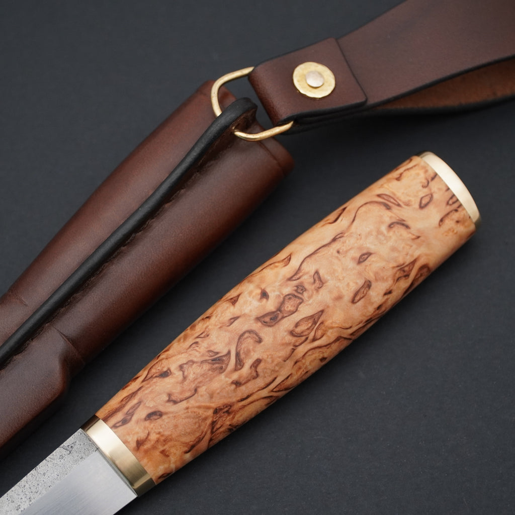 Puukko, stabilized curly birch