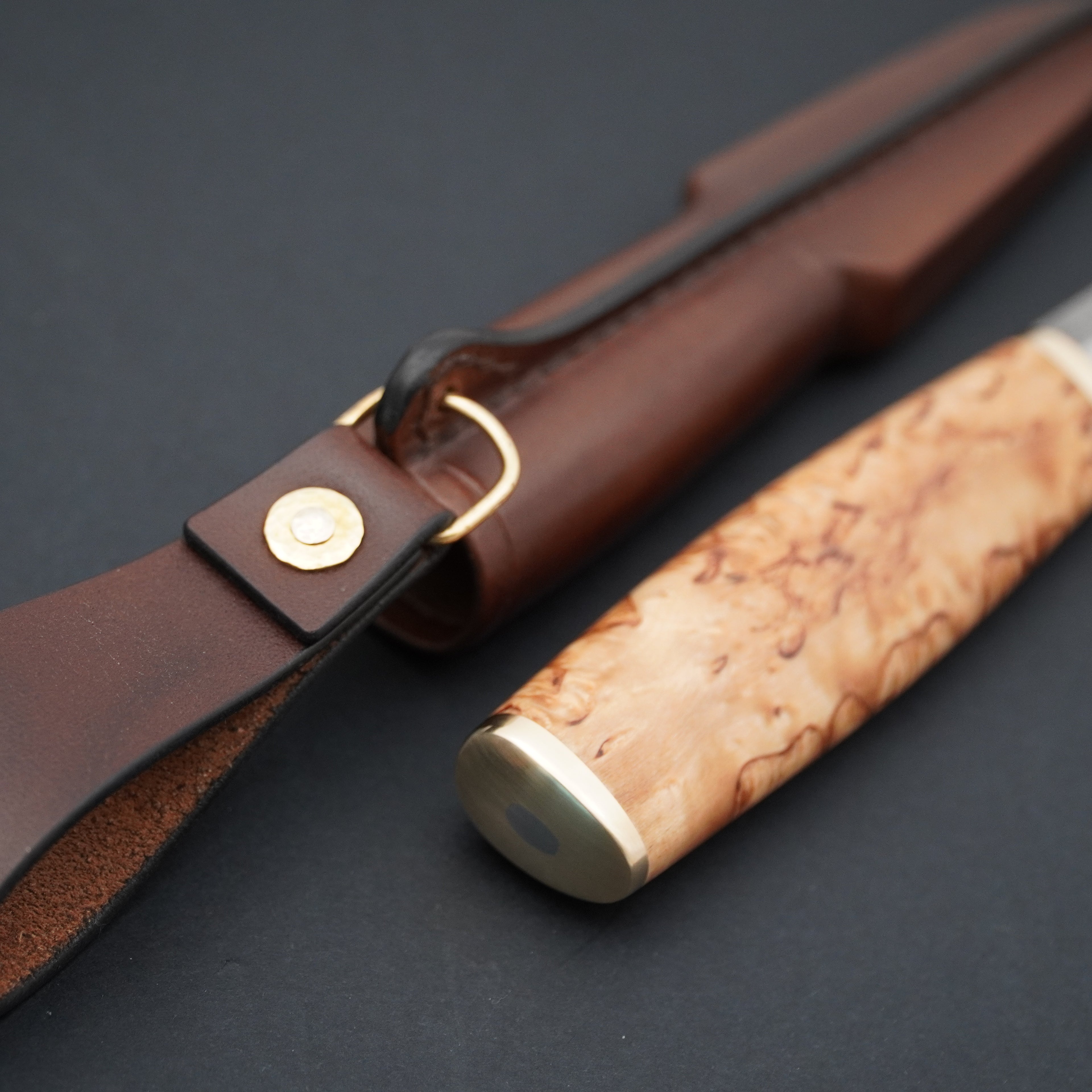 Puukko, stabilized curly birch