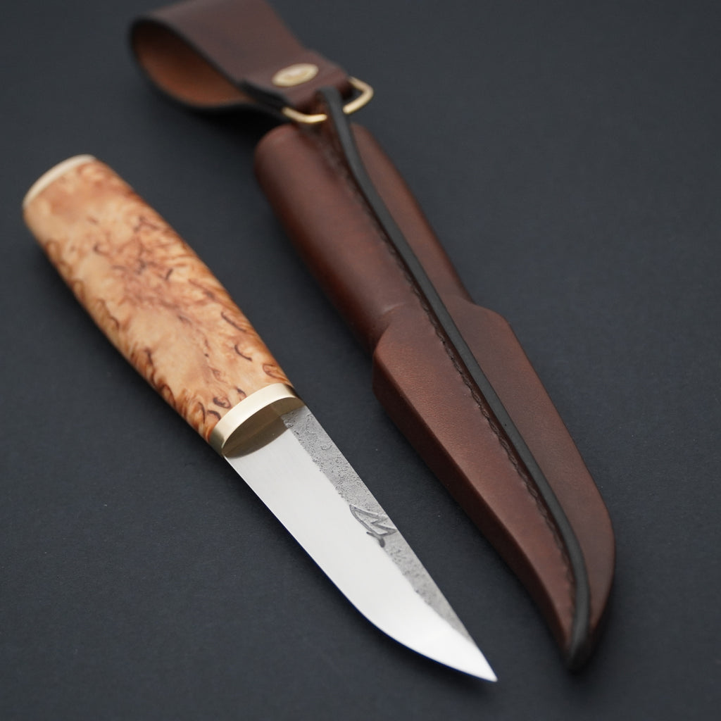 Puukko, stabilized curly birch