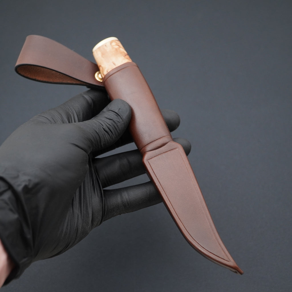 Puukko, stabilized curly birch