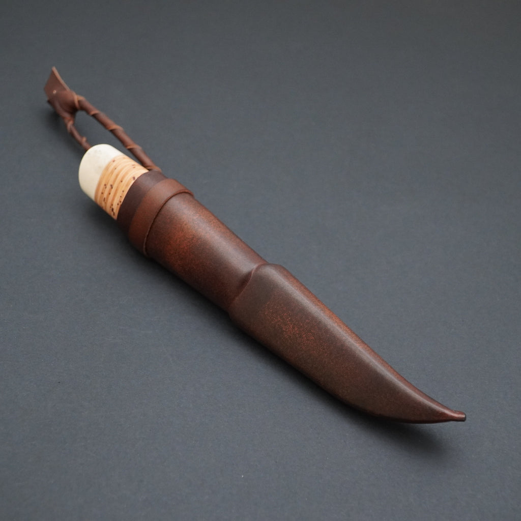 Puukko, moose antler/birch bark