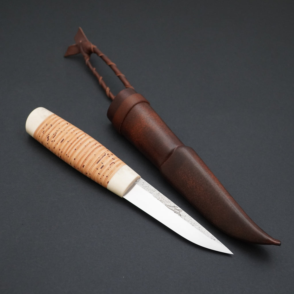 Puukko, moose antler/birch bark