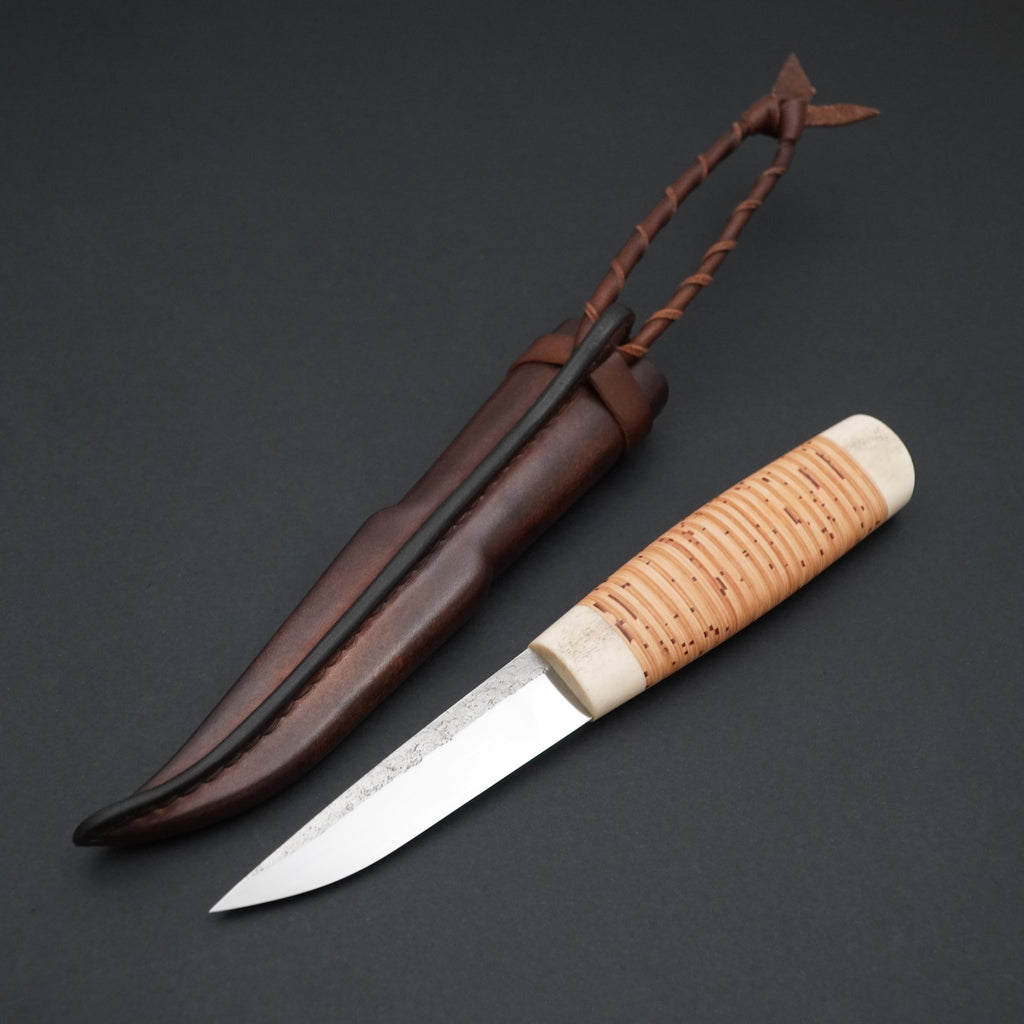 Puukko, moose antler/birch bark