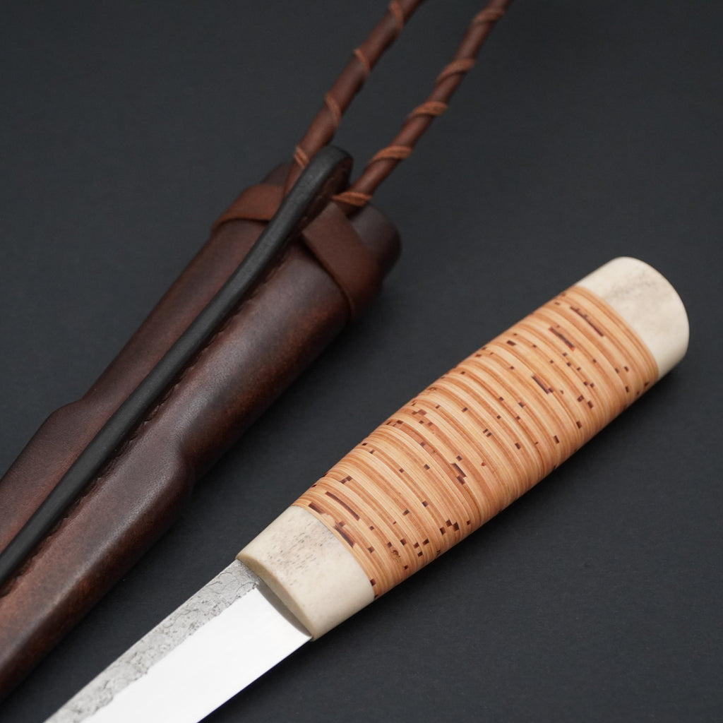 Puukko, moose antler/birch bark