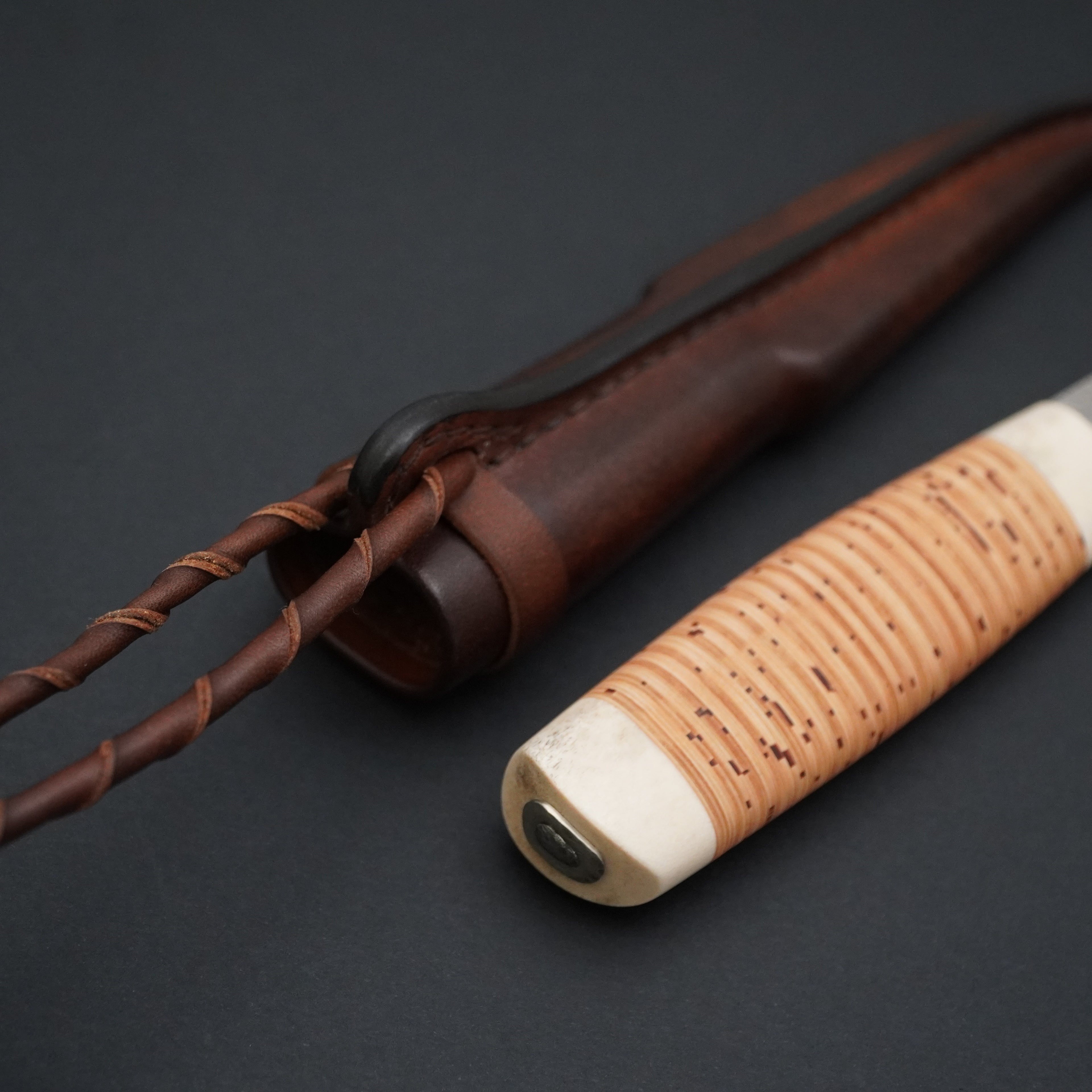 Puukko, moose antler/birch bark