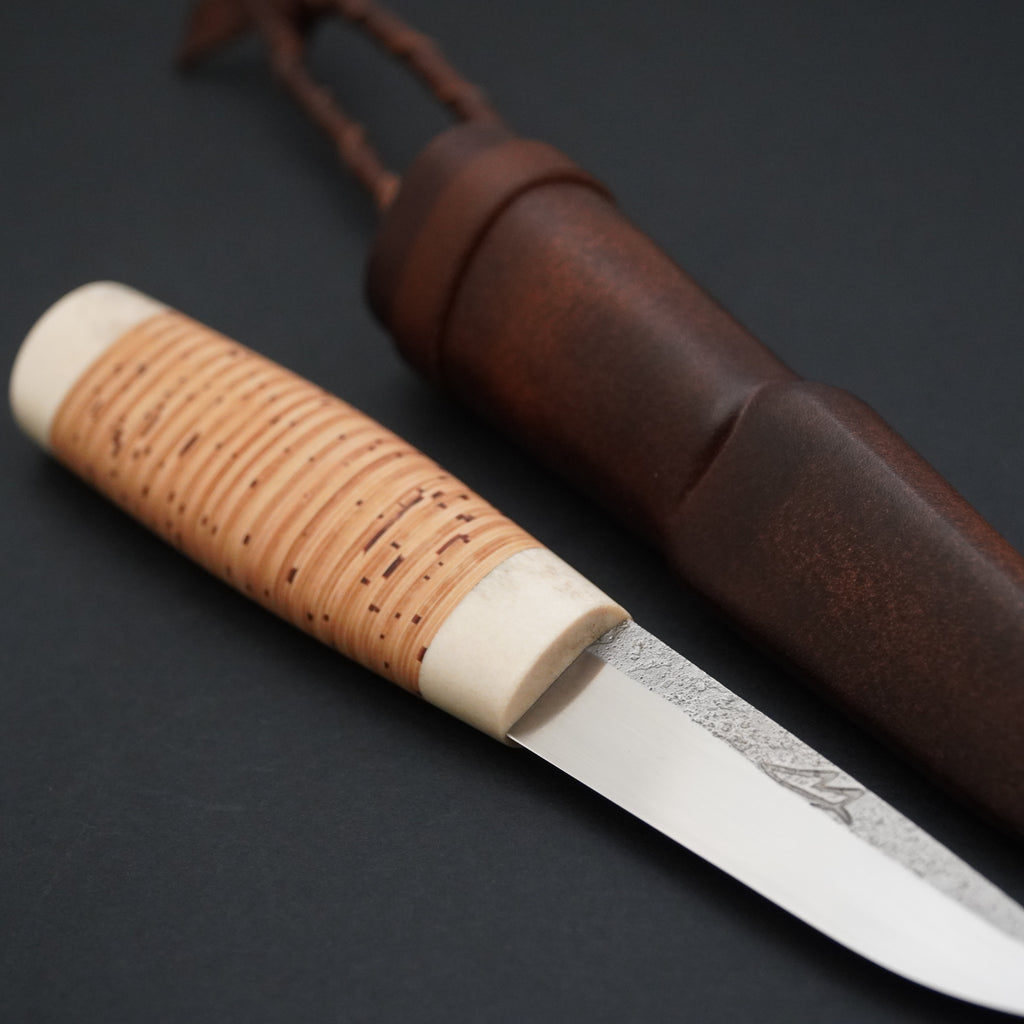 Puukko, moose antler/birch bark