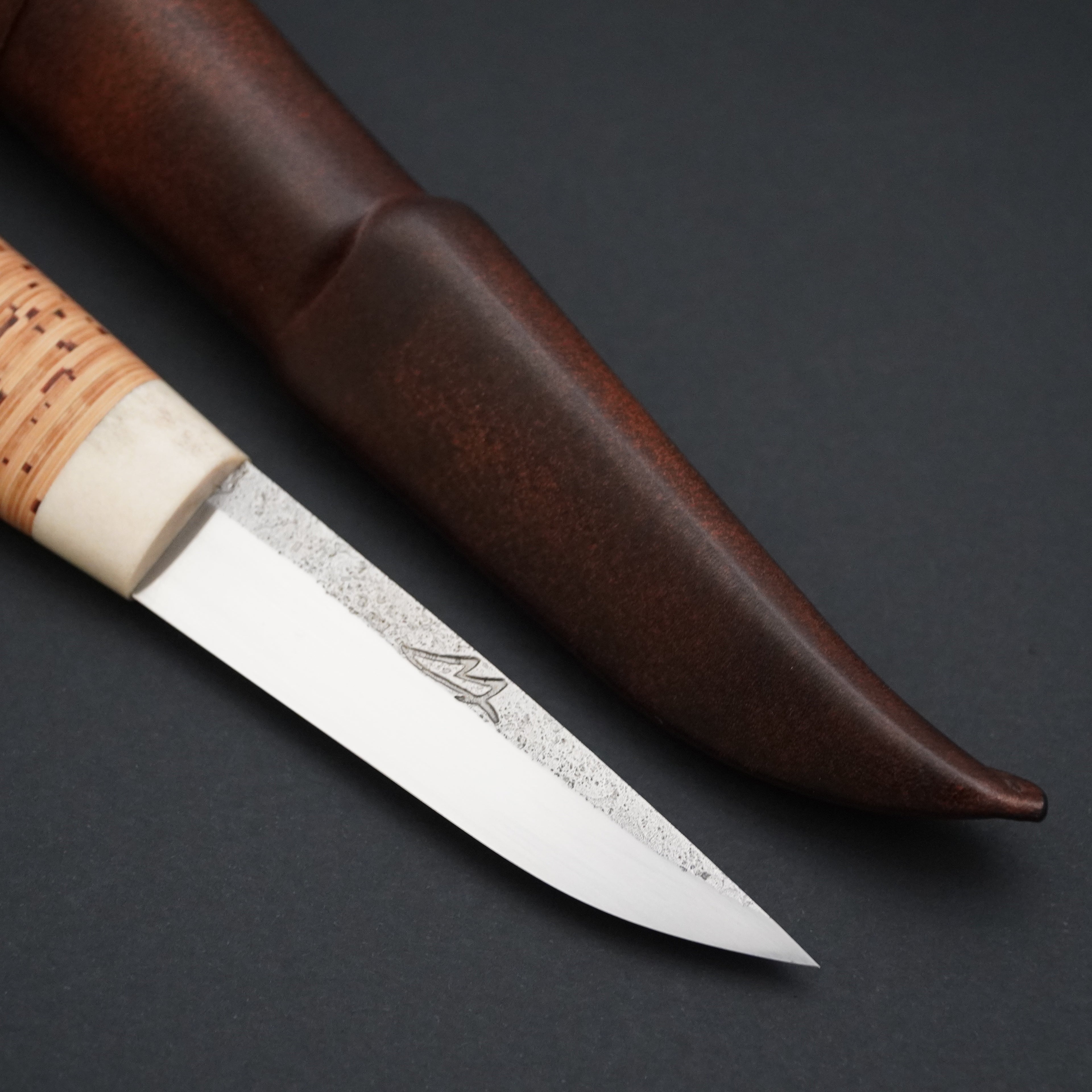Puukko, moose antler/birch bark