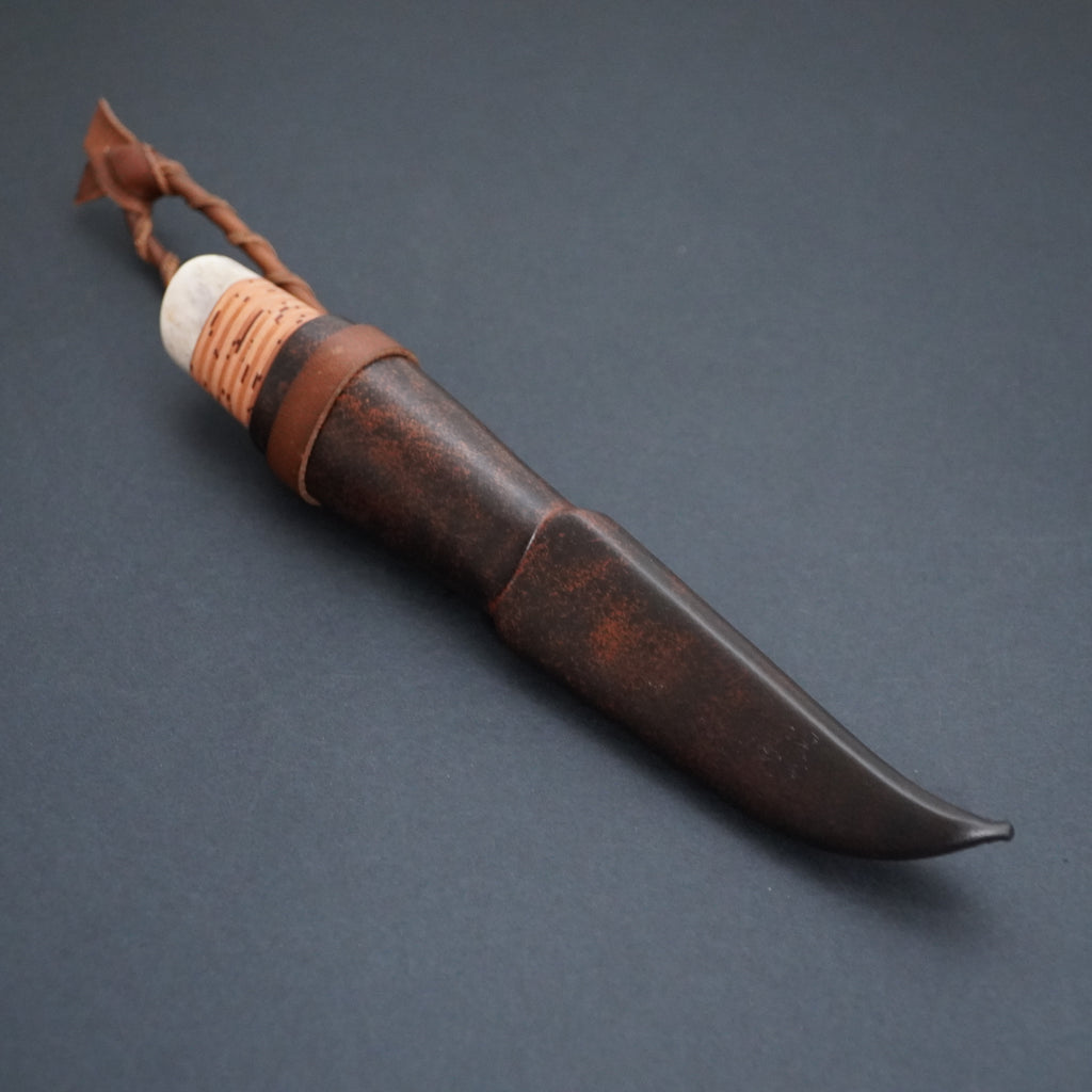 Puukko, moose antler/ birch bark