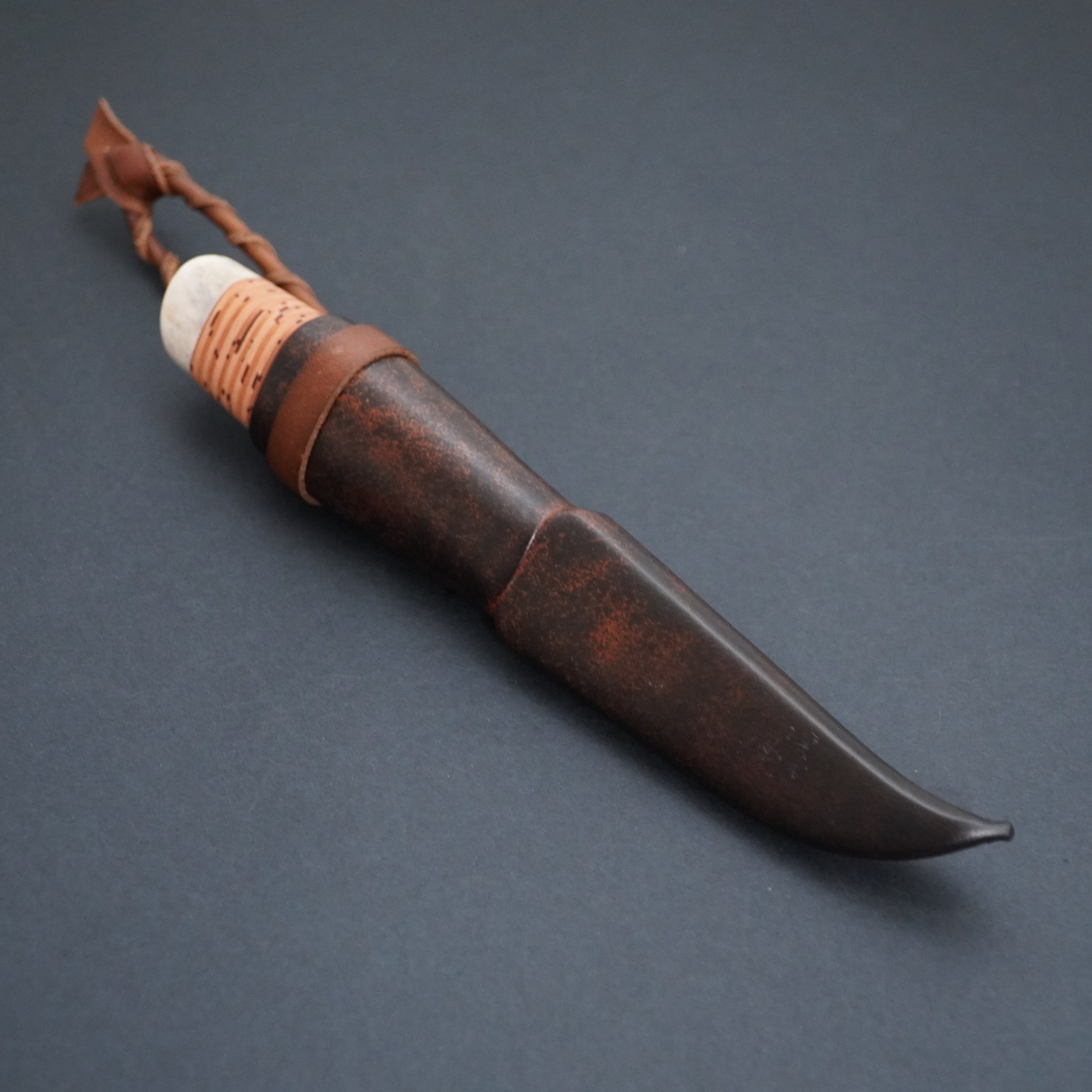 Puukko, moose antler/ birch bark
