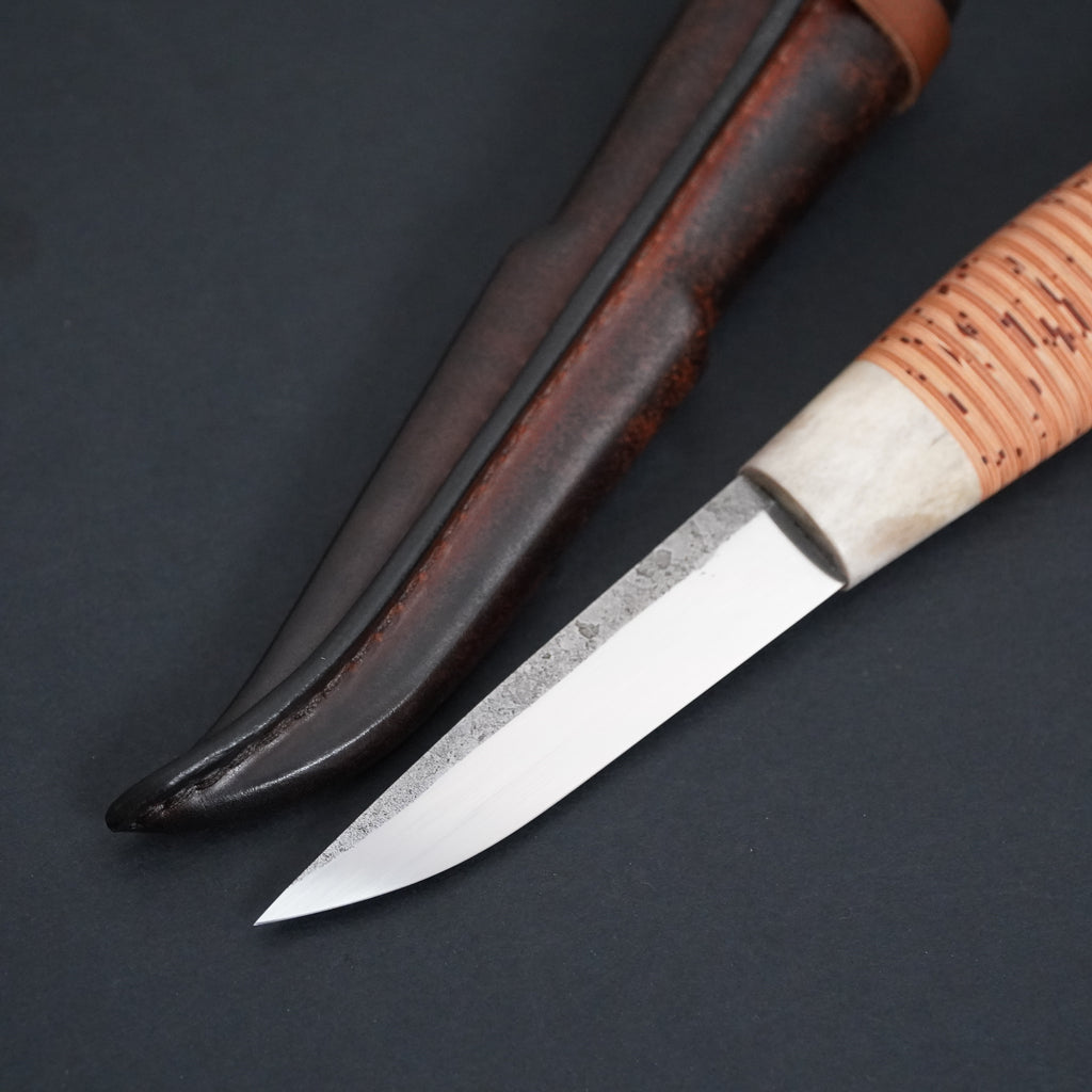 Puukko, moose antler/ birch bark