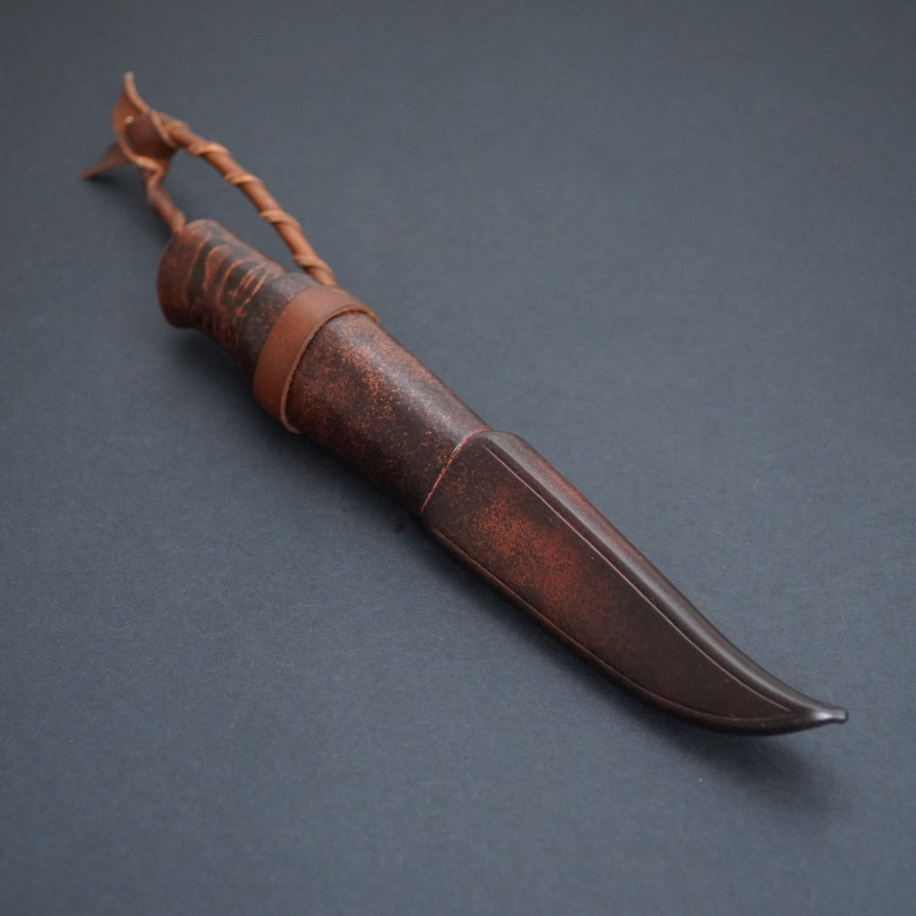 Magnacut puukko, moose antler/curly birch